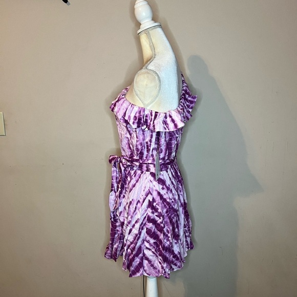 💃🏻LINI Linen Blend Pink Tie-Dye One-Shoulder Dress - Picture 3 of 6